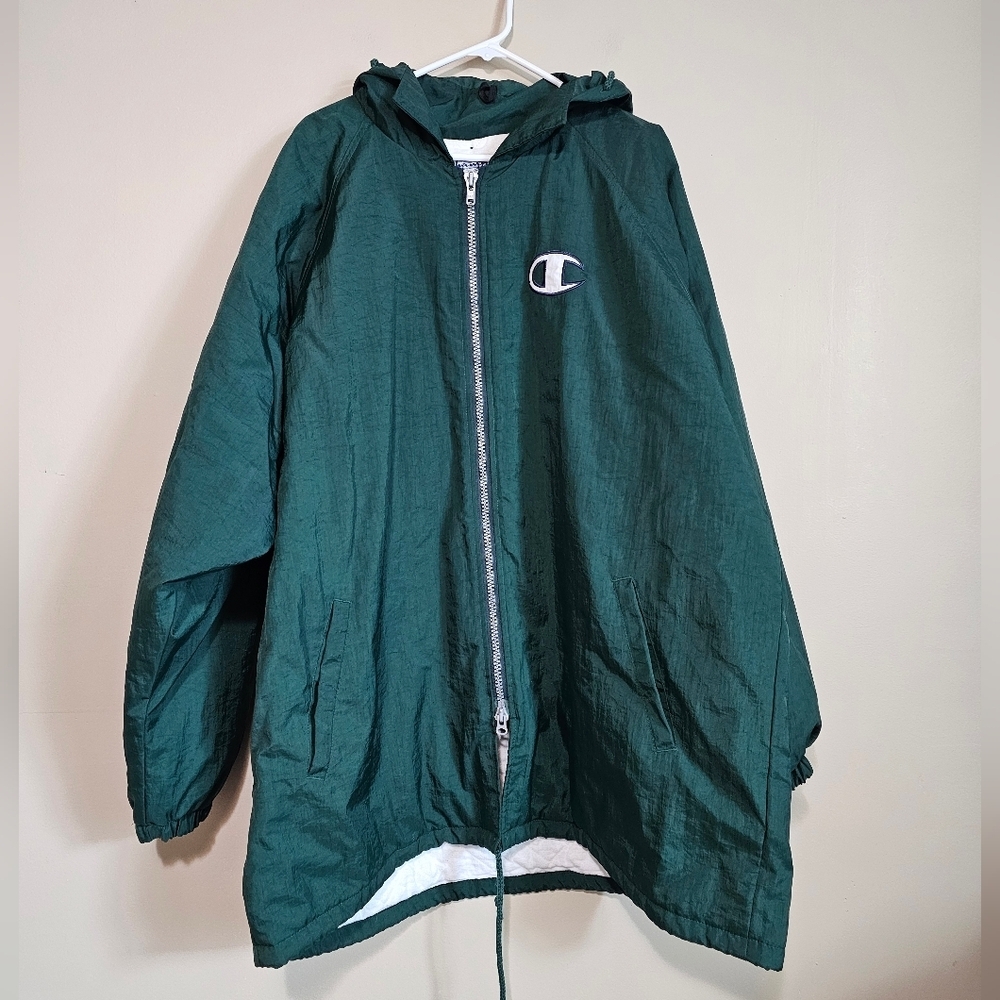 Champion Forest Green Zip-Up Jacket Vintage Size XL